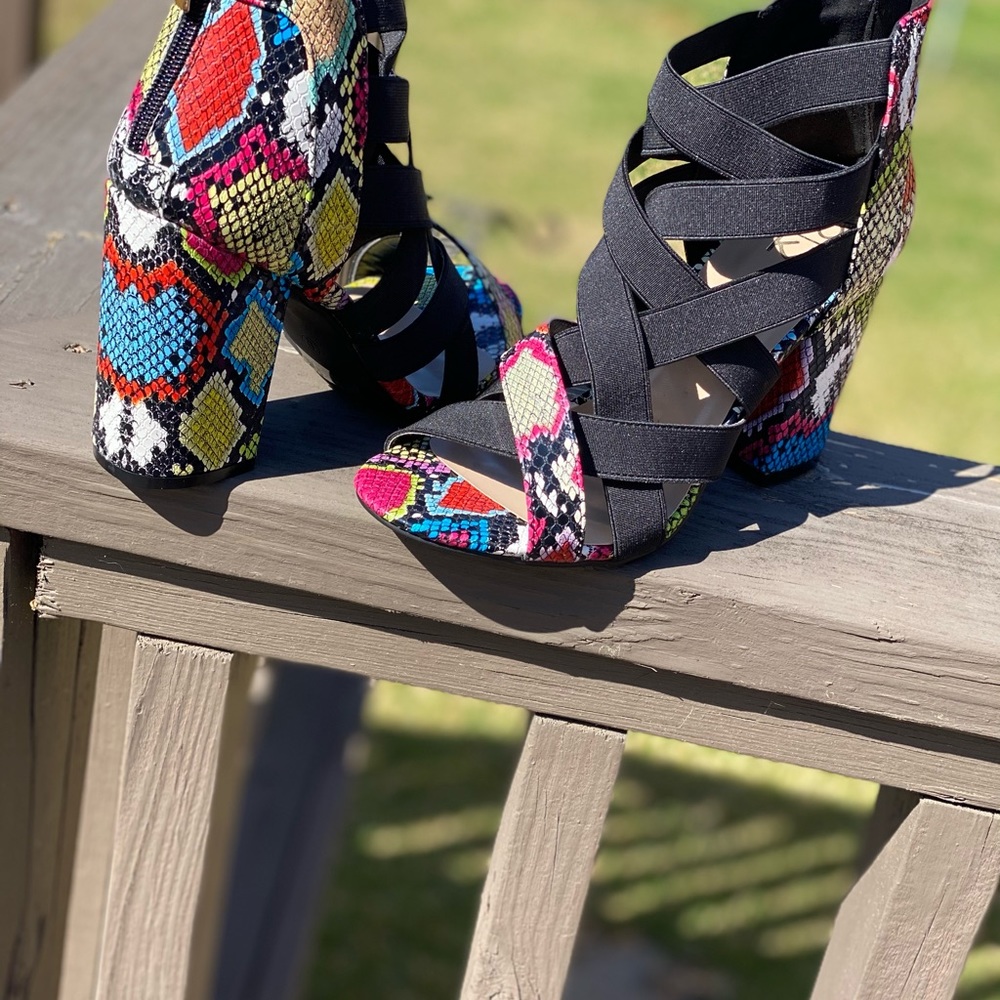 Multi Color Snake Skin Heel